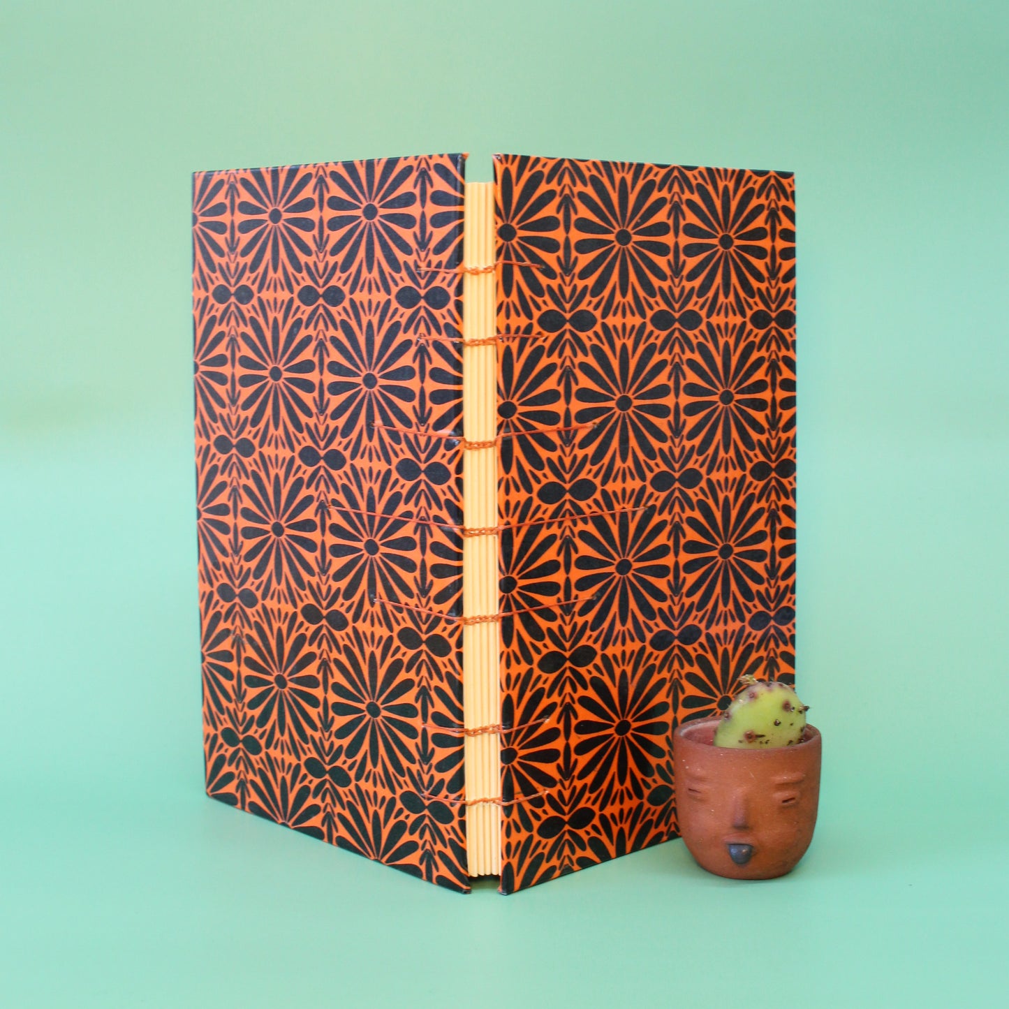 Orange Tierra y Flor Large Coptic Stitch Book
