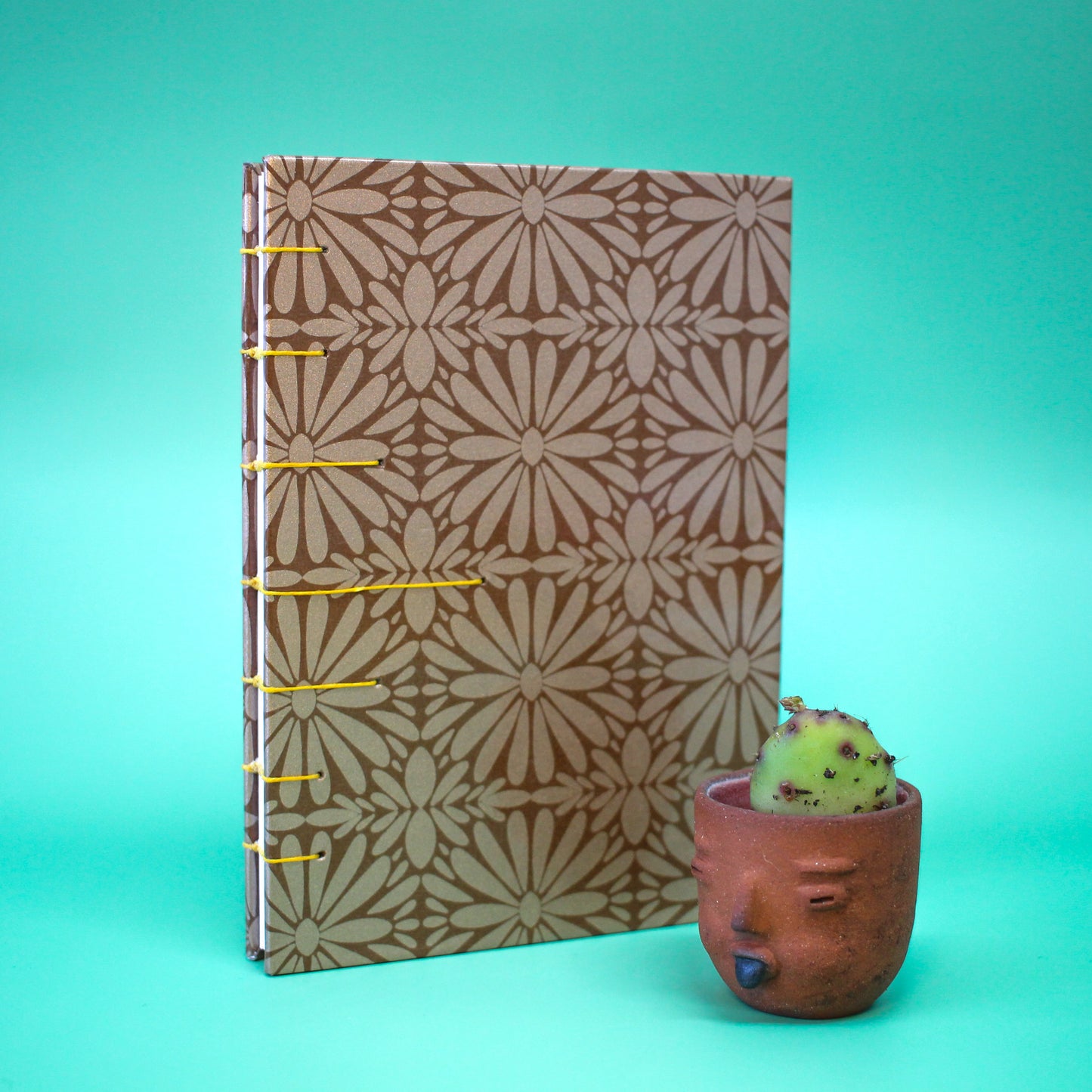 Brown Tierra y Flor Sticker Coptic Stitch Book