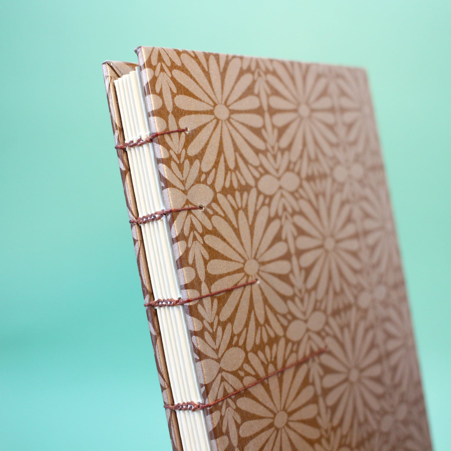 Brown/RoseGold Tierra y Flor Large Coptic Stitch Book