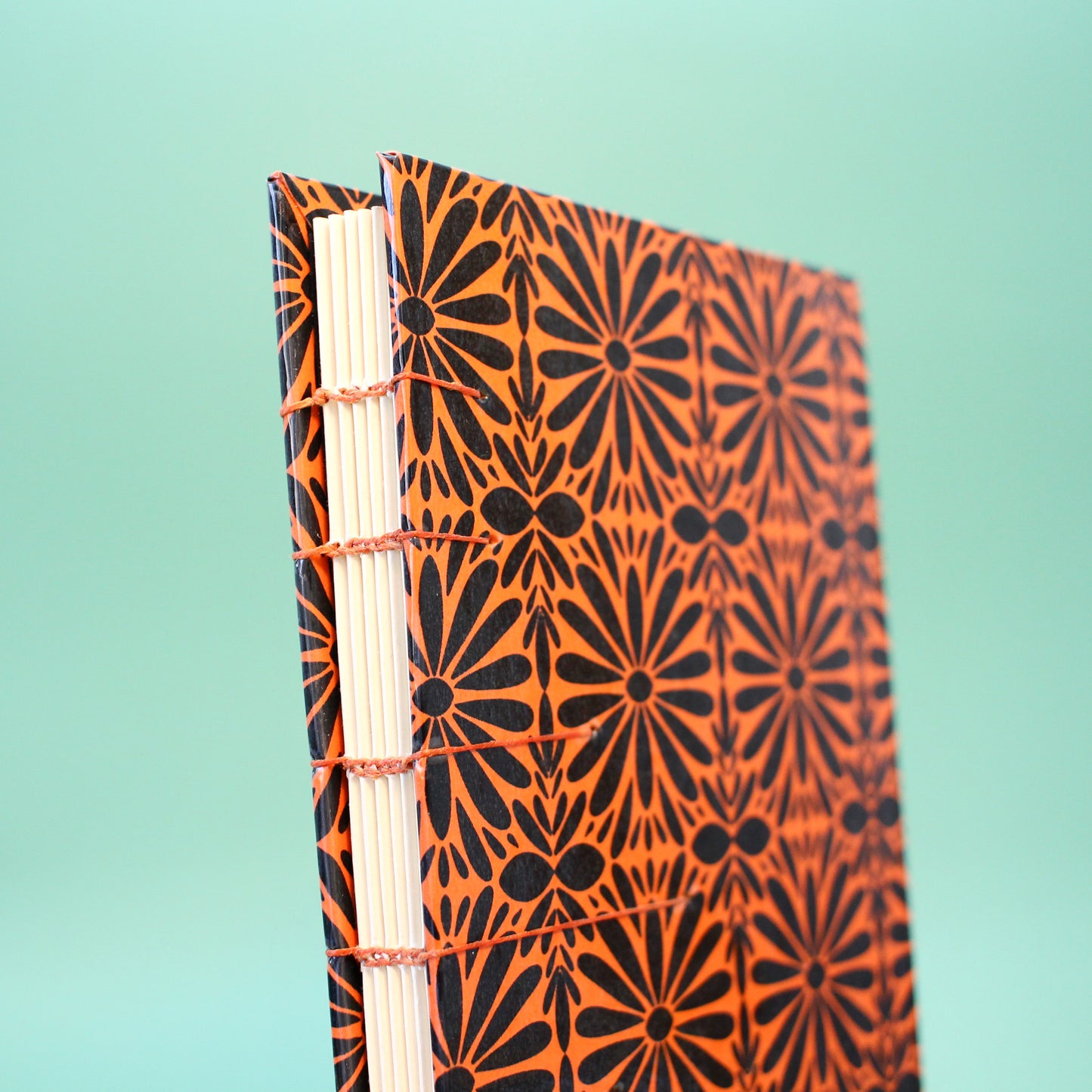 Orange Tierra y Flor Large Coptic Stitch Book