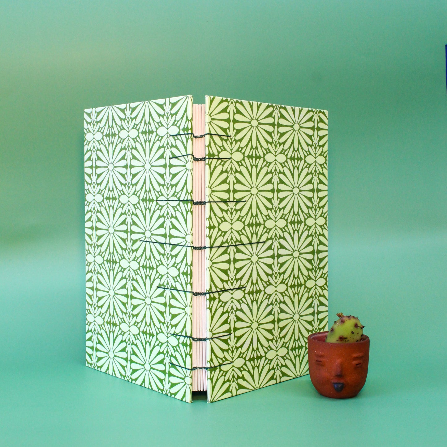 Light Green Tierra y Flor Large Coptic Stitch Book