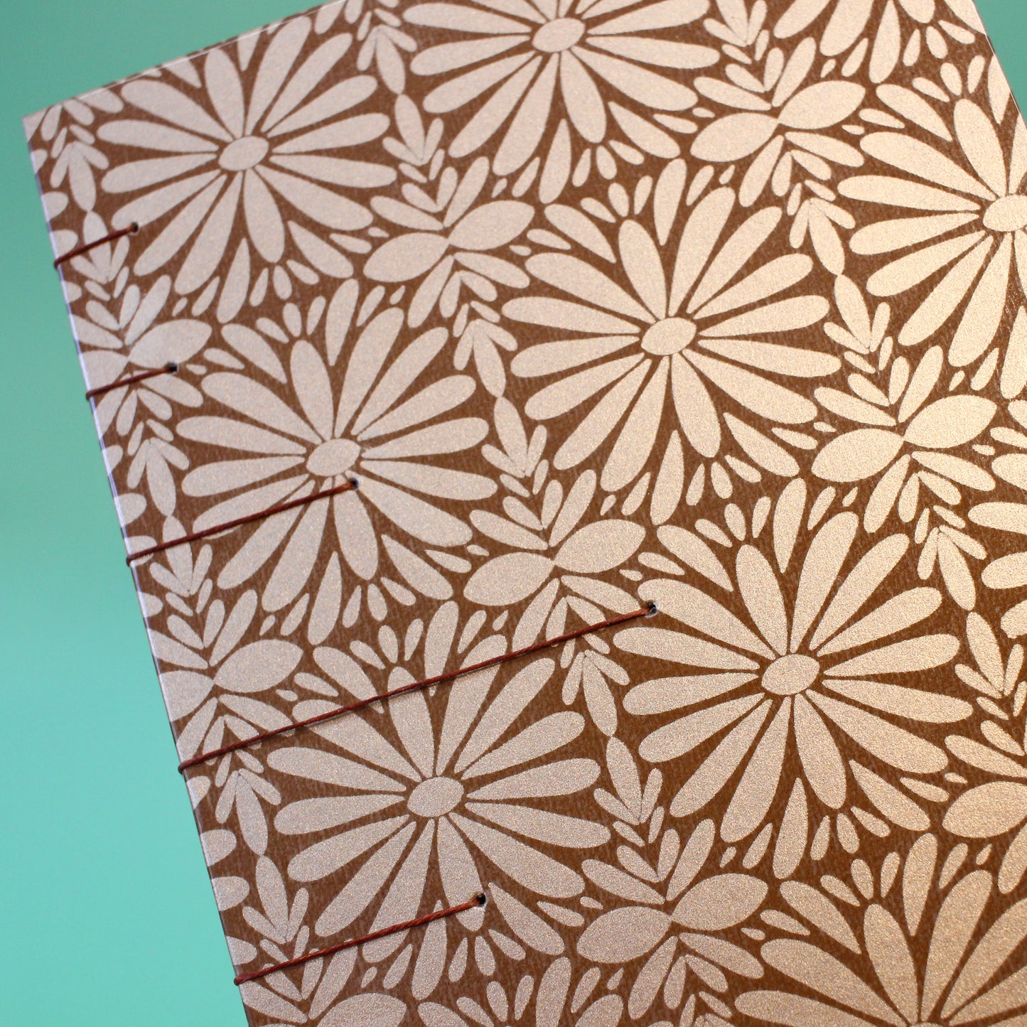 Brown/RoseGold Tierra y Flor Large Coptic Stitch Book