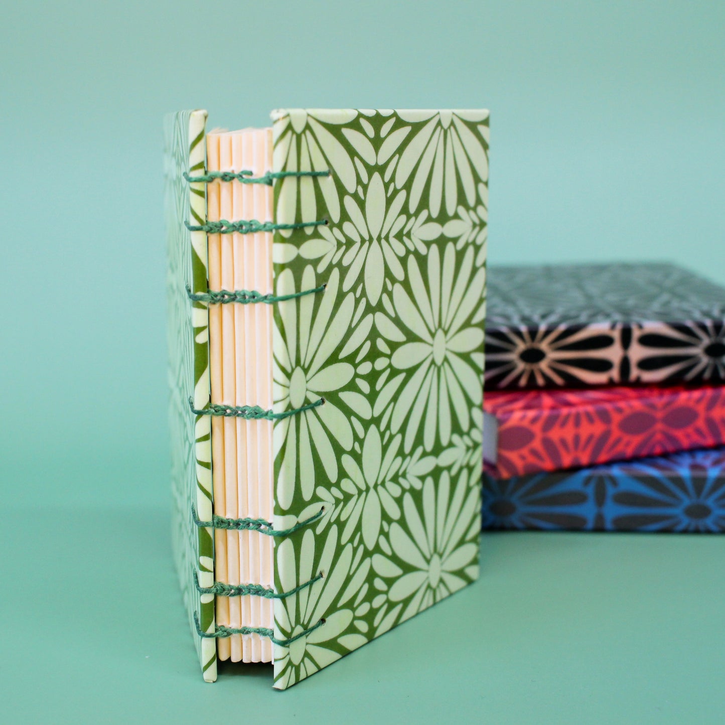 Light Green Tierra y Flor Small Coptic Stitch Book