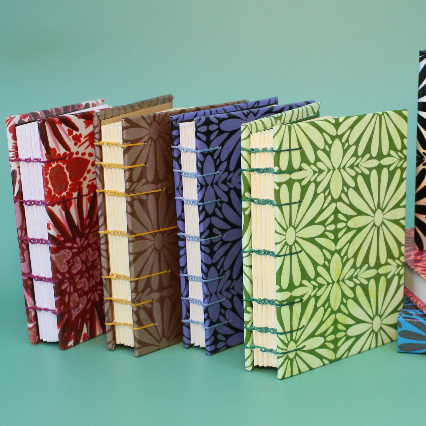 Blue Tierra y Flor Small Coptic Stitch Book