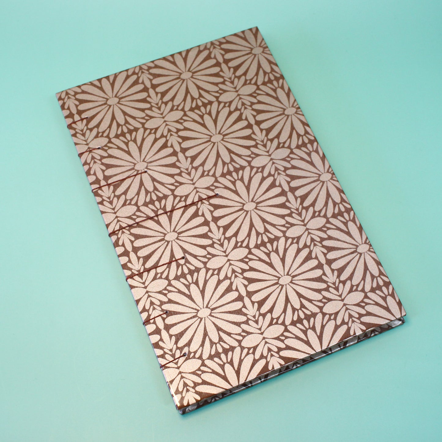 Brown/RoseGold Tierra y Flor Large Coptic Stitch Book