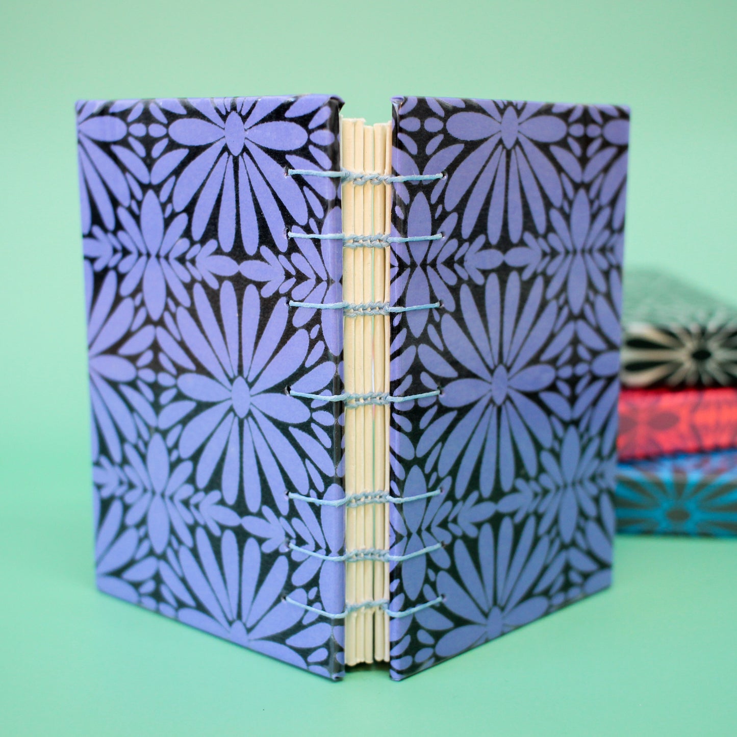 Blue Tierra y Flor Small Coptic Stitch Book