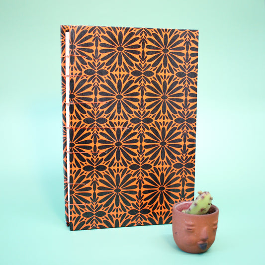 Orange Tierra y Flor Large Coptic Stitch Book