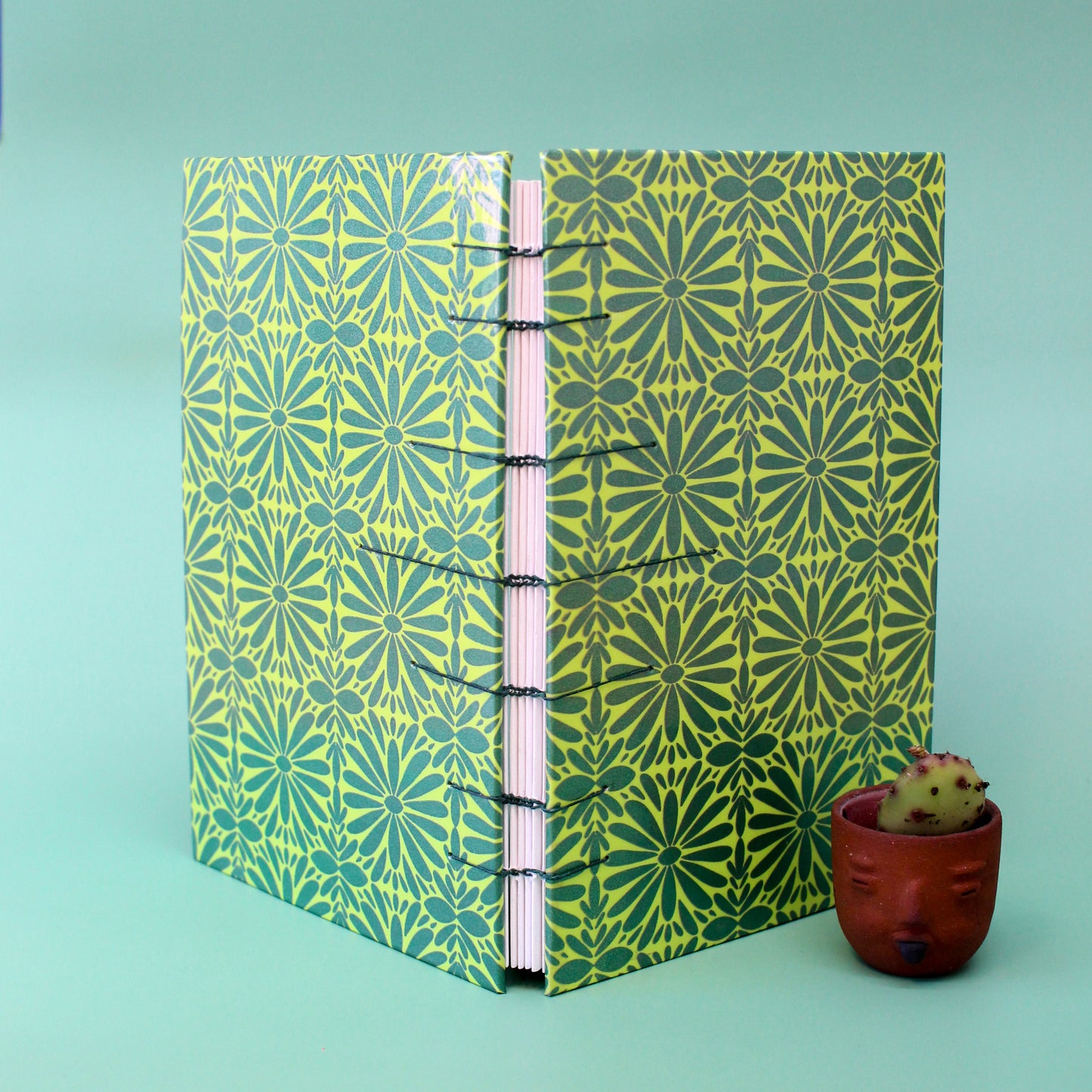 Green Tierra y Flor Large Coptic Stitch Book