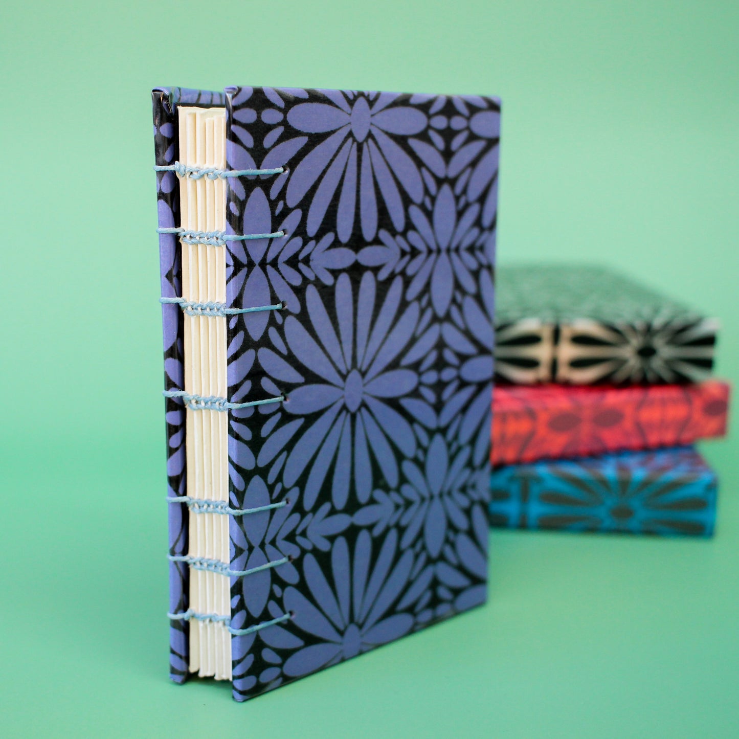 Blue Tierra y Flor Small Coptic Stitch Book