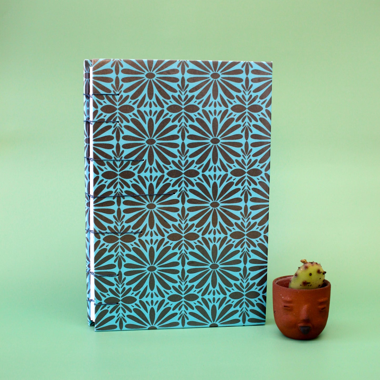 Blue Tierra y Flor Large Coptic Stitch Book