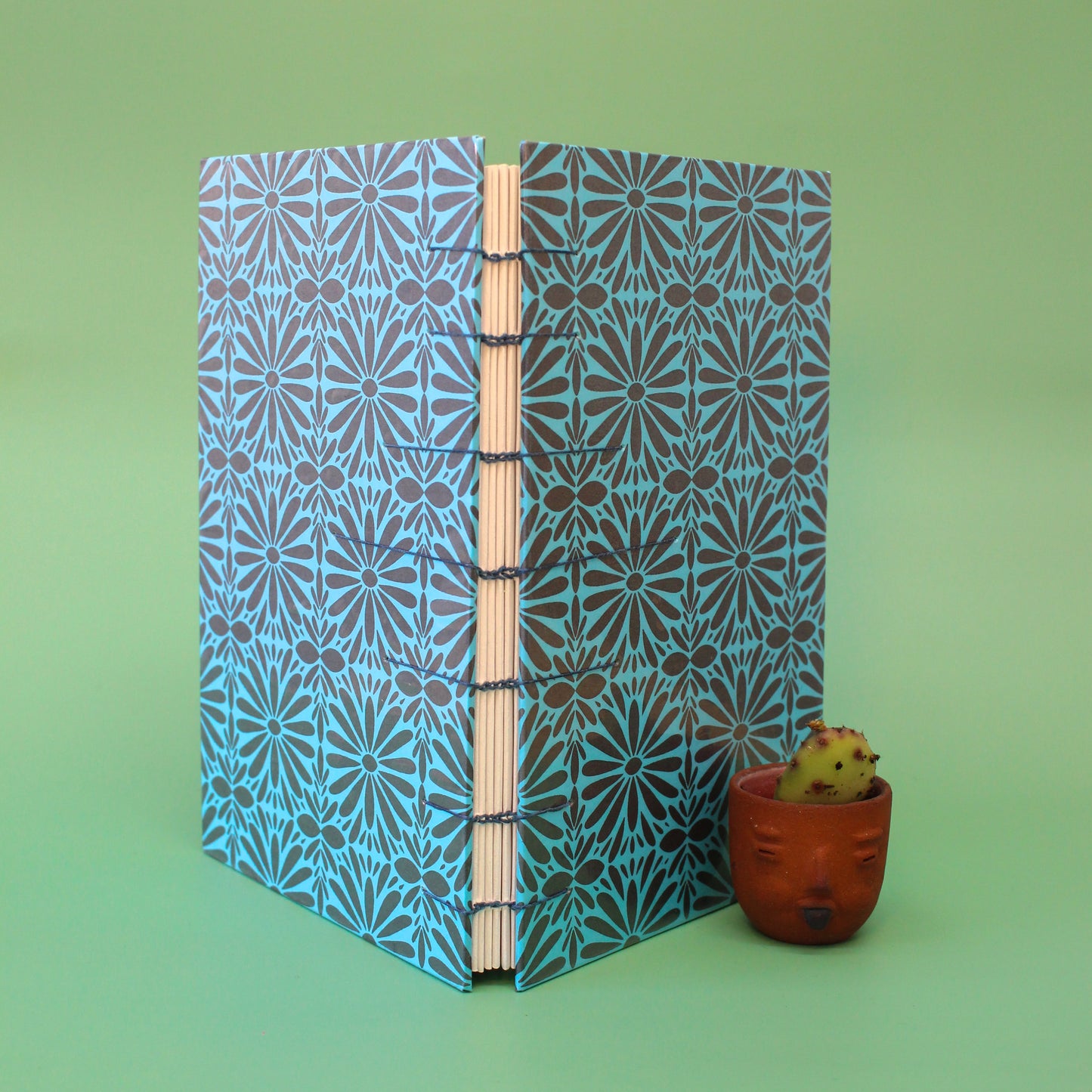 Blue Tierra y Flor Large Coptic Stitch Book
